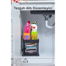 2 Katlı Çok Amaçlı Tezgah Altı Düzenleyici - Siyah Siyah