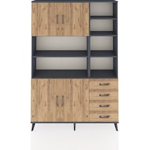 Arges Dolap 9 Raflı 4 Çekmeceli 4 Kapaklı 132x30x195 Antrasit-çam/çam Atlas Çam/atlas Çam