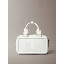 Calvin Klein Bold Ck Bauletto Kadın Krem Çapraz Çanta-12234 Krem