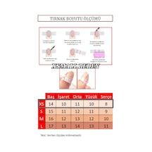 Xsmall Beden Uzun Badem Pembe Kalp Desenli 10 Adet Takma Tırnak Seti T104 Kalp Nail Art