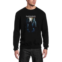 Iron Maıden Drıfter Metal Baskılı Siyah Erkek Örme Sweatshirt