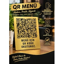 Gold Metal Qr Menü Standı A5 Boyut Siyah Baskılı Restoran & Cafe Menü Tabelası