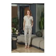 Angbutik Aqua 26602 Kadın Kısa Kol Pijama Takımı Bej