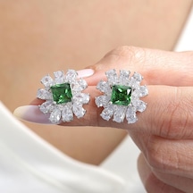 Effective Diamond Milano Rüyası Sentetik Zümrüt Taşlı Gümüş Küpe