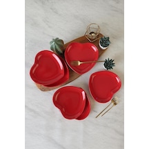 Kırmızı Kalp Pasta Tabağı 20 Cm 6 Adet 506 Çok Renkli