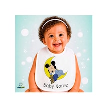 Mickey Mouse Keten Bebek Mama Önlüğü Yumuşak - Emici - Yıkanabilir - Özel Tasarım P129 Çok Renkli