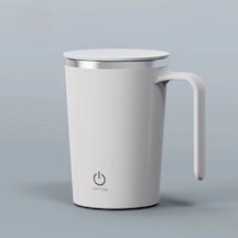 Reedark Stainless Steel Otomatik Manyetik Karıştırıcı Bardak, 380ml Taşınabilir Kahve Fincanı, Temizliği Kolay Portatif Mug Beyaz Beyaz