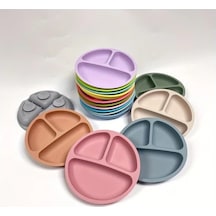 Trendooze Sevimli Mavi Gıda Sınıfı Silikon Emici Eğitici Yemek Tabağı Çocuklar İçin mavi