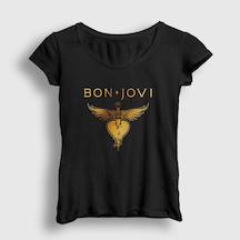 Presmono Kadın Hits Bon Jovi T-shirt Siyah