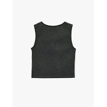 Koton Slim Fit Düğmeli V Yaka Triko Yelek Antrasit 6wak30054ek Antrasit