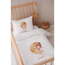 %100 Pamuk Saten Isme Özel Isimli 100x150 Bebek Yatak Nevresim Seti Mutlu Kız