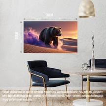 Çölde Sisin İçinden Çıkan Ayı Mistik Atmosfer 05 Çerçevesiz 50x30 Cm Pvc Tablo