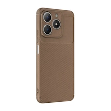 Uray Store Realme C61 Kılıf Auto Focus Karbon Kapak - Kahverengi