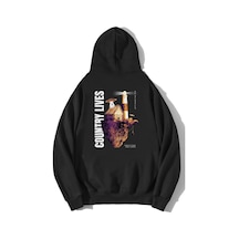 Brz Collection Unisex Oversize Country Lives Hoodie-siyah Siyah