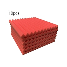 Sones 10 Adet / Paket 30x30x2.5cm Üçgen Oluk Stili Kayıt Stüdyosu Davul Video Odası Ses Yalıtım Levhası Susturucu Pamuk Kırmızı