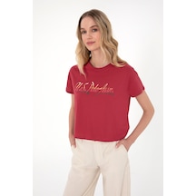 U.S. Polo Assn. Kadın Vişne Bisiklet Yaka Tişört 50299735-VR223