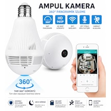 Wifi 360 Panoramik Ampul Kamera E27 Duy Uyumlu, Gece Görüşlü, Hareket Algılamalı, Çift Yönlü Ses, Micro Sd Kart Destekli Güvenlik Kamerası