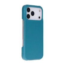 Apple iPhone 17 Pro Max İçin, Hakiki Deri, El Yapımı Kılıf, Magsafe İle Uyumlu, İç Yüzeyi Kadife, Turkuaz