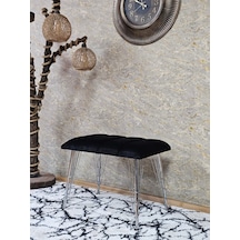 Zafir Metal Krom Tel Ayaklı 60 Cm Puf Bench - Puf - Bench - Oturak - Mutfak Oturağı - Antre Oturağı Siyah