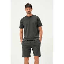 Erkek Kol Detaylı T-shirt Antrasit