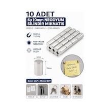 10 Adet 6x10 Mm Silindir Neodyum Mıknatıs N35 Güçlü Magnet Çap 6mm X Kalınlık 10mm Yuvarlak Mıknatıs