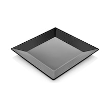 6 Adet Kare Melamin Tatlı Servis Sunum Tabağı Makinende Yıkanabilir Mozaik Siyah 18 Cm
