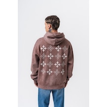 Respire Erkek Muse Baskılı Yıkamalı Kapüşonlu Oversize Hoodie Kakao Kahverengi