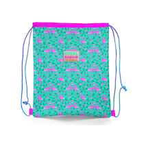 Coral High Kids Su Yeşili Pembe Flamingo Desenli İpli Büzgülü Sırt Çantası 22468 Yeşil