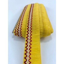 FdayAksesuar Sarı Kırmızı Detaylı Saçak Şerit Püskül 1 Metre En 4 Cm FRDY15309