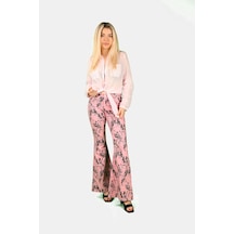 Balins Geniş Paça Desenli Pantolon Pembe