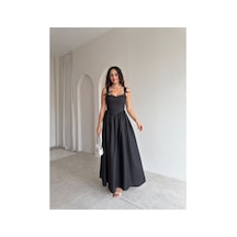 Meecy Kadın Yeni Sezon Midi Elbise Siyah Siyah
