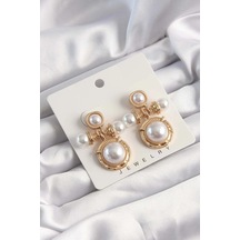 Mey İthalat Pirinç Gold Renk İnci Taşlı Motifli Küpe - Özel Seri Meyeb66f254784acc588688058e98 altın