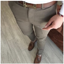 Ukdwear Italyan Kesim Erkek Keten Pantolon Kahverengi Ukd1380
