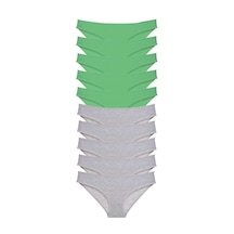 Royaleks 10 adet Süper Eko Set Likralı Kadın Slip Külot Yeşil Gri RYL-EKO10026 Gri - Yeşil