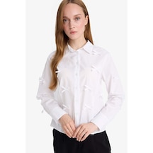 Defacto Regular Fit Poplin Uzun Kollu Tunik F2724ax25spwt34 Beyaz