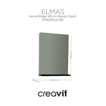 Creavit Elmas Ayna Ve Etajer 45 Cm Beyaz-siyah Beyaz - Siyah