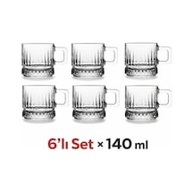 6'li Cam Kahve Fincanı,espresso Fincanı Seti 140 Ml Kulplu Cam Kupa Bardak Şeffaf Desenli Glass Mug Şeffaf Diğer
