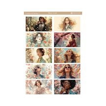 1 Sayfa Kadın Ve İlkbahar Temalı 12 17 Cm Sticker /scrapbook, Bullet Journal, Planlayıcı, Defter Diğer