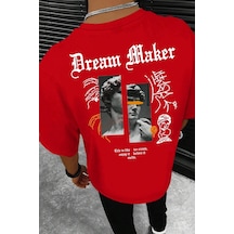 Unisex Dream Maker Baskılı Tasarım Tshirt Kırmızı