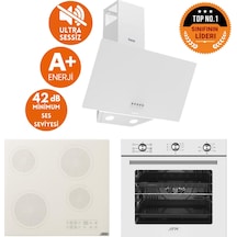 Afm Tech Ve Ferre Luca Sessiz Elektrikli Vitro Beyaz D087-SA + V6-05 + FM7601 Ankastre Set