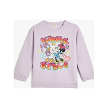 Koton Kız Çocuk Mickey Mouse Ve Daisy Duck Sweatshirt Lisanslı Uzun Kollu Bisiklet Yaka Şardonlu LİLA