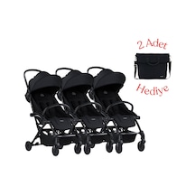 Bumprider Connect³ Üçüz Bebek Arabası Black - Black & Yan Bakım Çantası Hediyeli