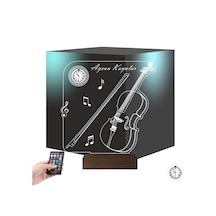 Luvivia Keman Müzik Nota Müzisyen Hediye Kişiye Özel Metal Saatli 3d Lamba - Masa Gece Lambası