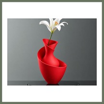 Bezos 3d Baskı Bold Vazo - Akışkan Formlu Dekoratif Vazo-kırmızı Bezos1