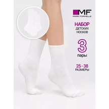Mark Formelle Çocuklar İçin Yüksek Ribanalı Pamuklu Çorap Seti - 3 Çift 92420867 Beyaz