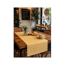 Sarı Beyaz Pötikareli Runner Masa Üstü Dekoratif Örtü 40x140 Cm