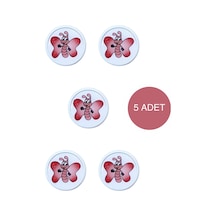 5 Adet Pembe Kelebek Çocuk Odası Mobilya Kulbu Seti - Abs Tekli Düğme Dolap ve Çekmece Kulpları Pembe