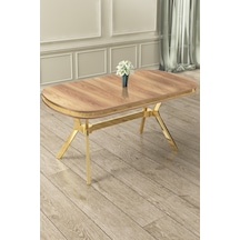 Canisa Concept Olya Serisi 90x168 Lak Panel Gold Ayak Hazar Sabit Mutfak Masası Hazar Masa Gold Masa