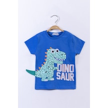 Toontoy Kids Toontoy Erkek Çocuk Kabartmalı Dinazor Baskılı Tişört Saks