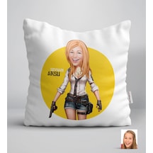Kişiye Özel Kadın Pubg Karikatürlü Yastık-3